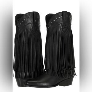 Elegant Black Fringe Ankle Booties